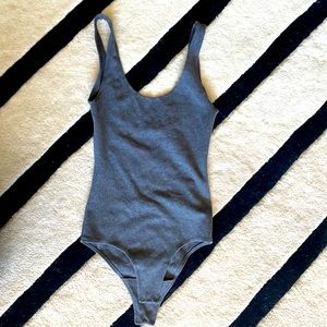 Aritzia Grey Scoop Neck Bodysuit